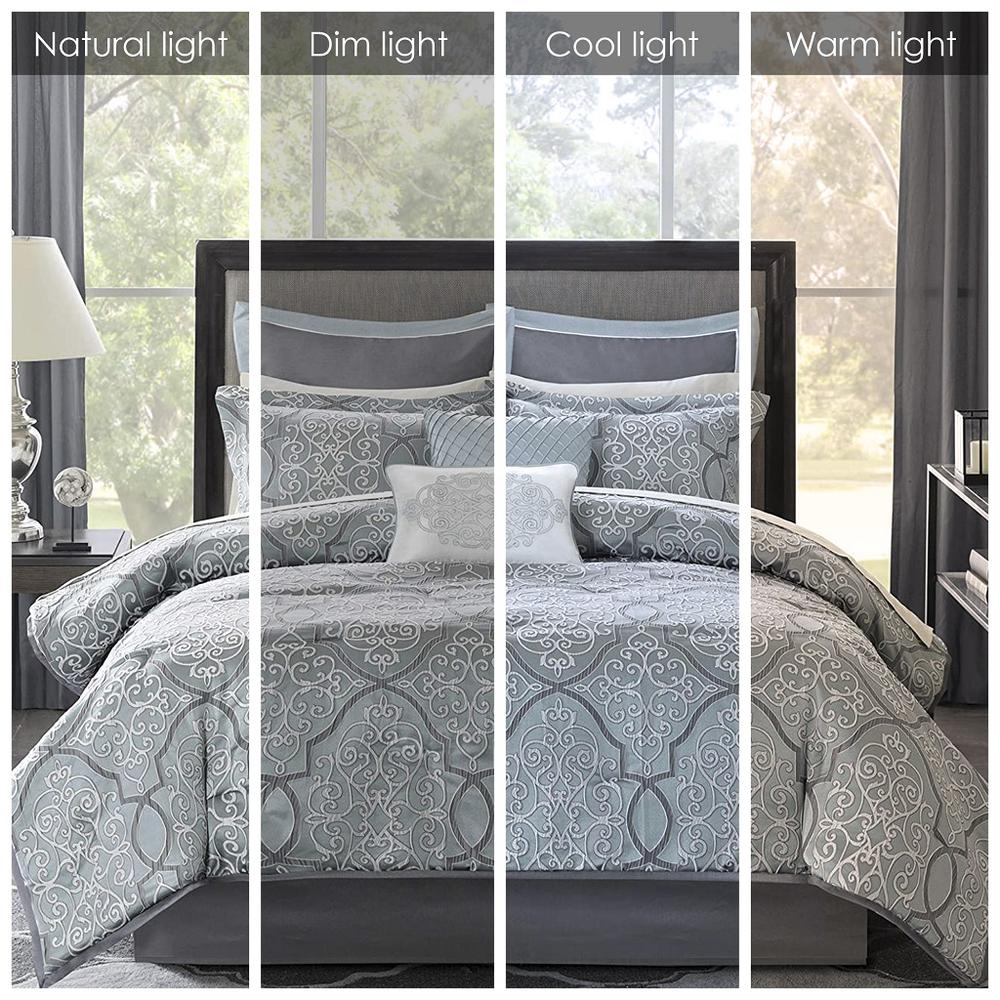 Start2Finish 12-piece comforter set with matching cotton bed sheets, featuring a cozy, stylish bedding ensemble for a bedroom.