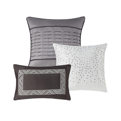 Start2Finish 7-piece Jacquard comforter set with intricate woven pattern on a neatly made bed with matching pillow shams.