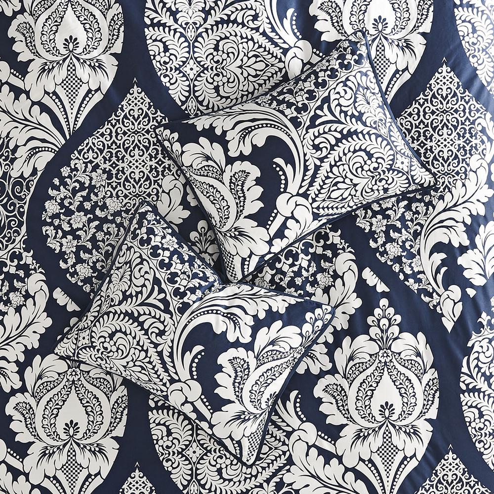 Vienna 7-piece cotton printed comforter set by Start2Finish in indigo, featuring a detailed printed design on soft bedding.