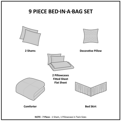Start2Finish 9-piece comforter set with cotton bed sheets, featuring a cozy, stylish bedding ensemble in soft, neutral tones.