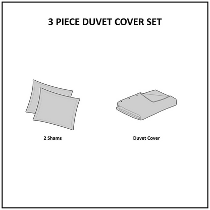 Start2Finish 3-piece cotton jacquard duvet cover set with intricate woven pattern, shown in a cozy bedroom setting.