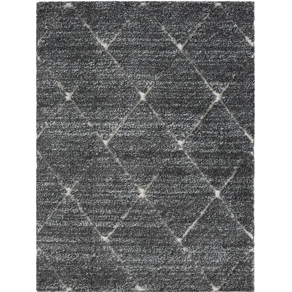 Start2Finish Talas Trellis Area Rug in grey and cream with geometric trellis pattern, suitable for modern living spaces.