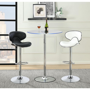 Thea Round 28-inch Glass Top LED Bistro Bar Table Chrome