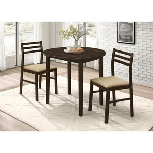Bucknell 3-piece Round Drop Leaf Dining Table Set Cappuccino
