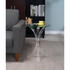 Laning round glass top acrylic side table by Start2Finish with clear, transparent design and modern style.