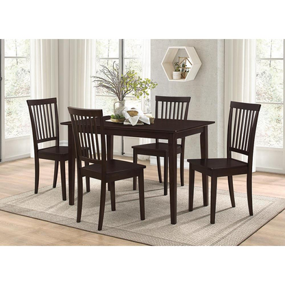 Start2Finish Gomez 5-piece rectangular dining table set in cappuccino with matching chairs and table surface visible.