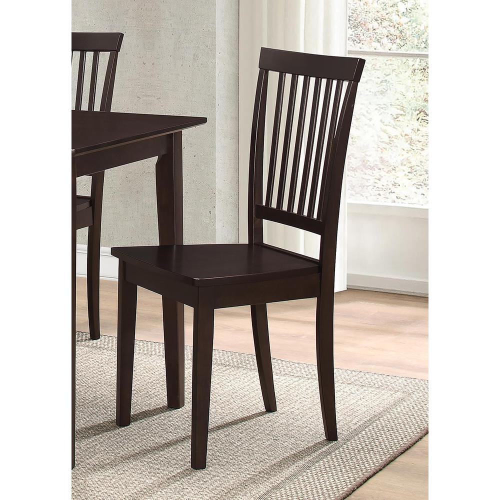 Start2Finish Gomez 5-piece rectangular dining table set in cappuccino finish with matching chairs and table surface.