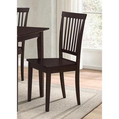 Start2Finish Gomez 5-piece rectangular dining table set in cappuccino finish with matching chairs and table surface.