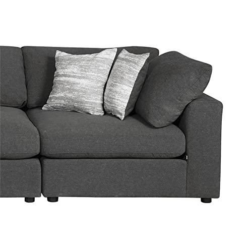 Start2Finish Serene 4-piece upholstered modular sectional sofa in charcoal fabric, showing its plush cushions and modern design.