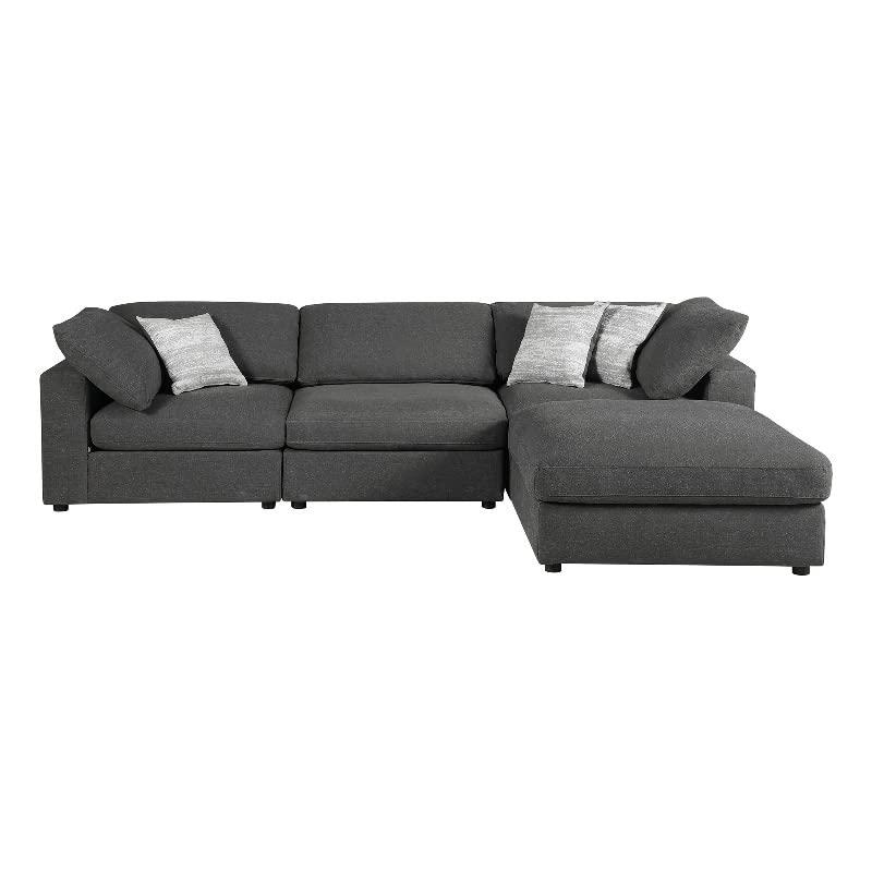 Start2Finish Serene 4-piece charcoal upholstered sectional sofa with plush cushions and modern modular design.