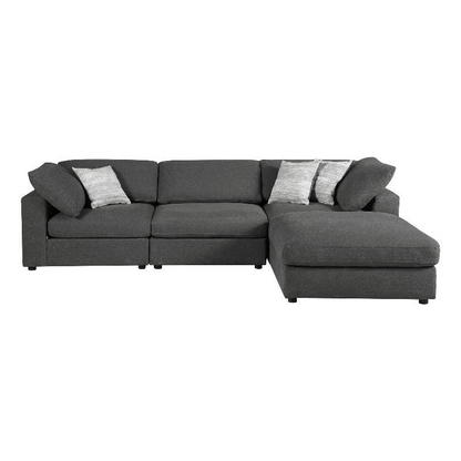 Start2Finish Serene 4-piece charcoal upholstered sectional sofa with plush cushions and modern modular design.