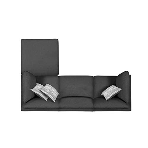 Start2Finish Serene 4-piece upholstered modular sectional sofa in charcoal fabric, showing plush cushions and modern design.