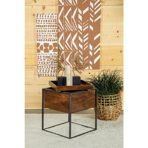 Ondrej Square Accent Side Table Removable Tray Dark Brown