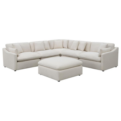 Start2Finish Hobson 6-piece ivory upholstered modular sectional sofa with plush cushions and modern design.