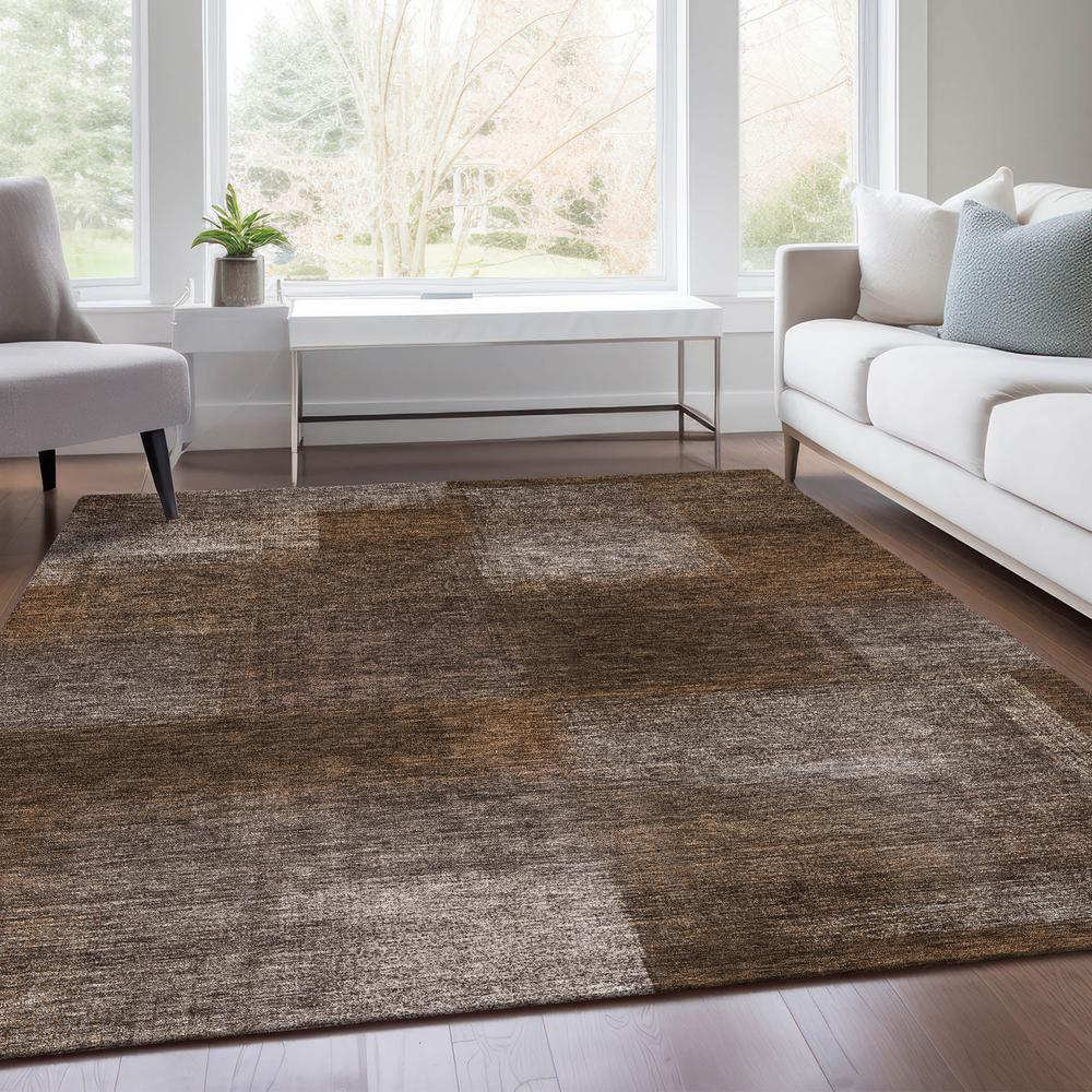 Start2Finish Chantille ACN742 brown 9x12 rug with intricate pattern, plush texture, and soft pile for a cozy, stylish floor covering.
