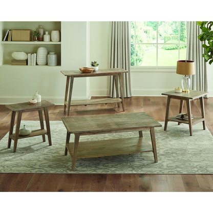 Milani Rectangle Cocktail Table by Start2Finish with a sleek wooden surface and sturdy metal legs, ideal for living room decor.