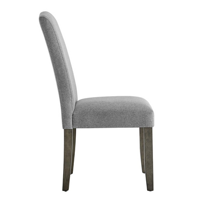 Emily Dining Side Chair by Start2Finish with a wooden frame and upholstered seat, shown in a modern dining room setting.