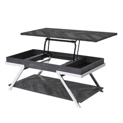 Start2Finish Roma Lift Top Cocktail Table with wooden finish and open storage compartment for living room use.