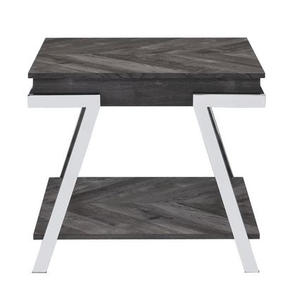 Start2Finish Roma End Table with wood finish, square shape, and sleek design, ideal for bedroom or living room decor.