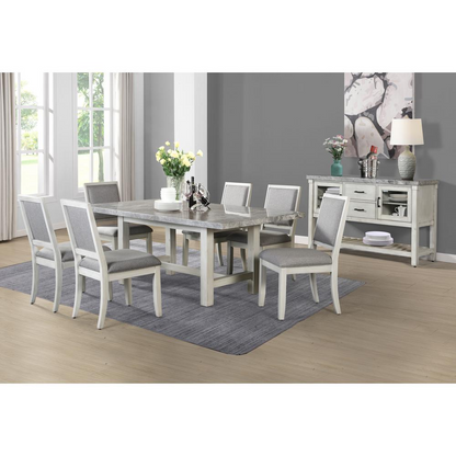 Start2Finish Canova Gray Marble Top Dining table with sleek gray marble surface and modern wooden legs.