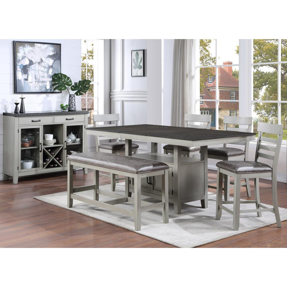 Start2Finish Hyland 7-piece dining set with table, six chairs, and server, featuring modern wood finish and sturdy design.