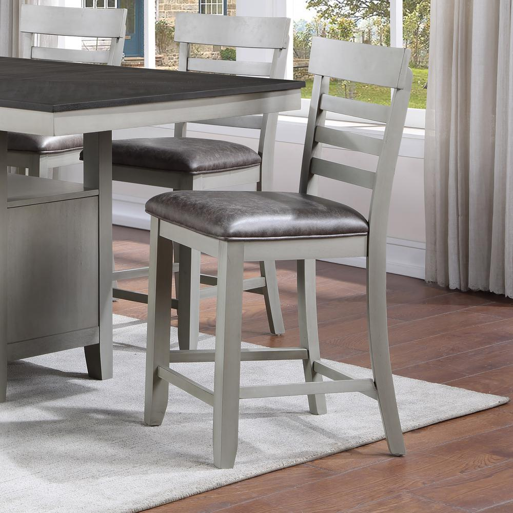 Gray Hyland Counter Chair by Start2Finish with a cushioned seat and sleek metal legs, suitable for kitchen or bar area.