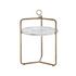 White and gold Miro side table by Start2Finish with a sleek round top and slim legs, perfect for modern living spaces.