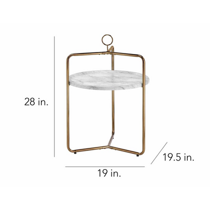 Start2Finish Miro side table in white with gold accents, featuring a modern round design and sleek metal legs.