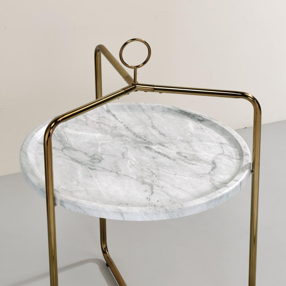 Start2Finish Miro side table in white and gold with a sleek, modern design featuring a round tabletop and stylish gold legs.