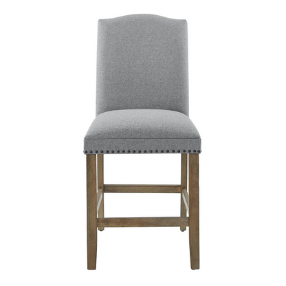 Start2Finish Grayson counter chair with nailhead trim, featuring a cushioned seat and backrest, perfect for kitchen or bar seating.