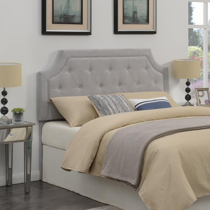 Grey Alta Full/Queen Headboard by Start2Finish, featuring a modern upholstered design with clean lines and soft fabric texture.