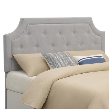 Start2Finish Alta full/queen grey headboard featuring a padded, upholstered design with clean, modern lines for bedroom decor.