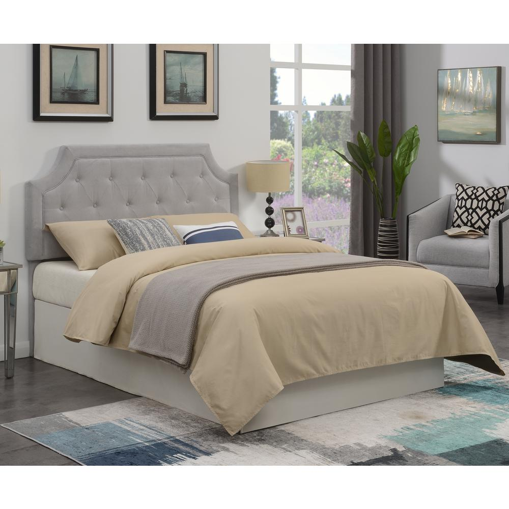 Grey Alta Full/Queen headboard by Start2Finish, featuring a modern upholstered design with button-tufted accents.
