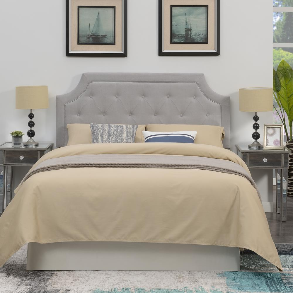Grey Alta Full/Queen Headboard by Start2Finish, showcasing a modern upholstered design with a padded, textured fabric surface.