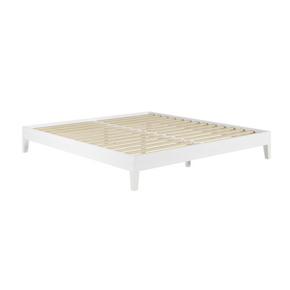 Start2Finish Nix Solid Wood King Platform Bed in white with a sleek, modern design and sturdy frame visible in the image.