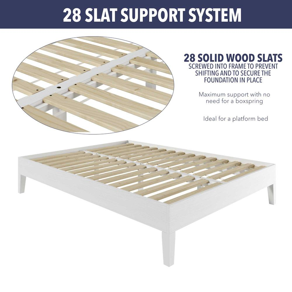 Start2Finish Nix Solid Wood Queen Platform Bed in white with a simple, modern frame and clean lines for a contemporary bedroom look.