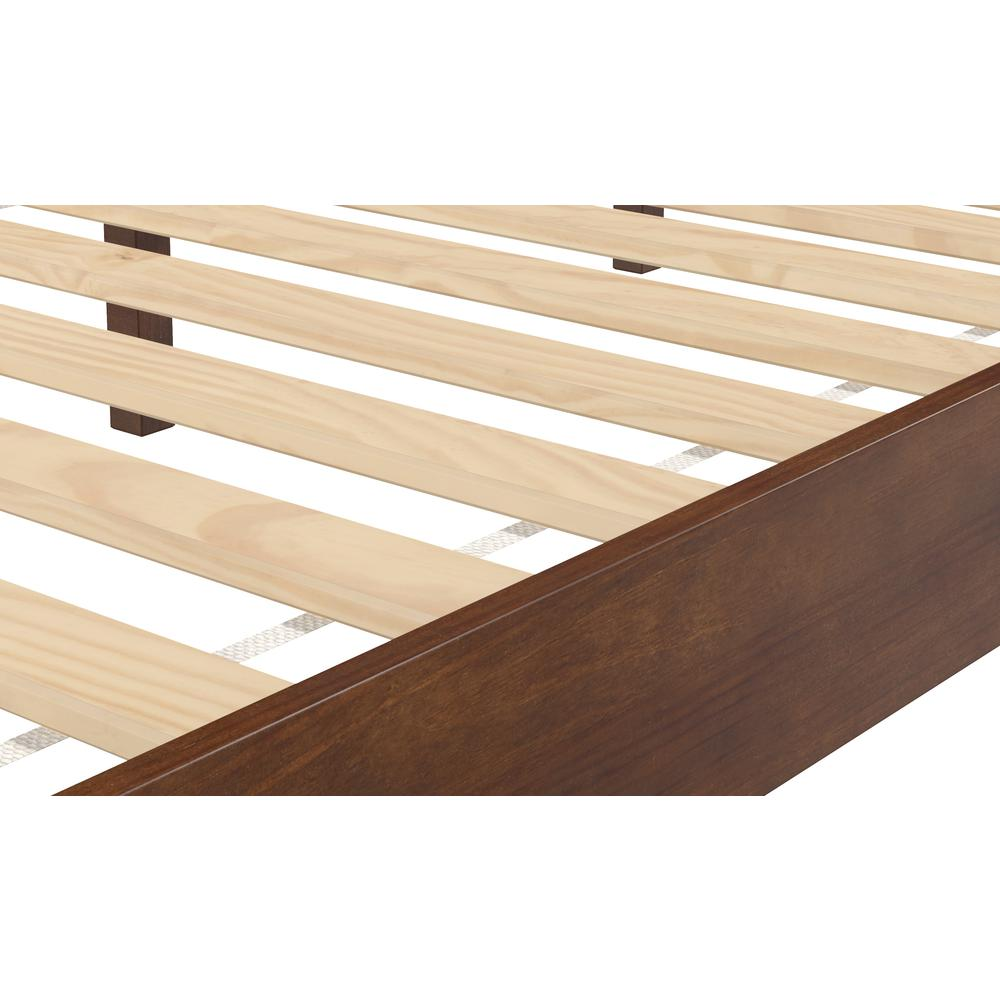 Solid wood king platform bed in natural finish by Start2Finish, featuring a sleek, modern design with a sturdy frame and clean lines.