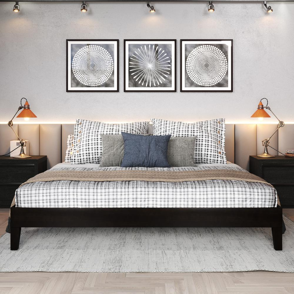 Black Start2Finish Nix King Platform Bed with sleek modern design and sturdy frame, shown in a stylish bedroom setting.