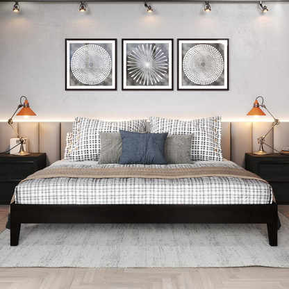 Black Start2Finish Nix King Platform Bed with sleek modern design and sturdy frame, shown in a stylish bedroom setting.