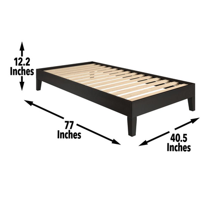 Black Nix solid wood platform bed by Start2Finish with a sleek, modern design and sturdy wooden frame.
