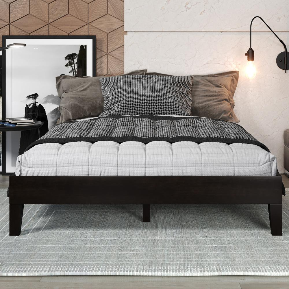 Black Nix Solid Wood Full Platform Bed by Start2Finish with a sleek, modern design and sturdy wood construction.