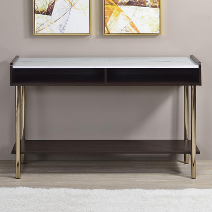 Start2Finish Carrie Sofa Table with sleek wooden surface and modern design, perfect for living room decor.
