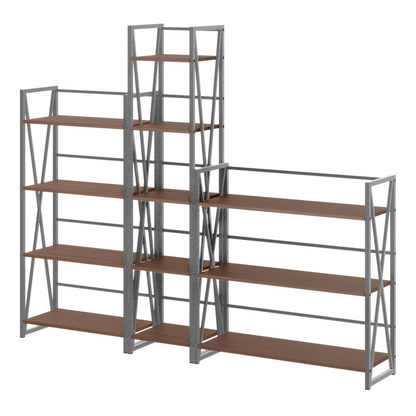 Start2Finish Isa 3-Pc Shelving Set in graphite and walnut with sleek, modern design and adjustable shelves for versatile storage.
