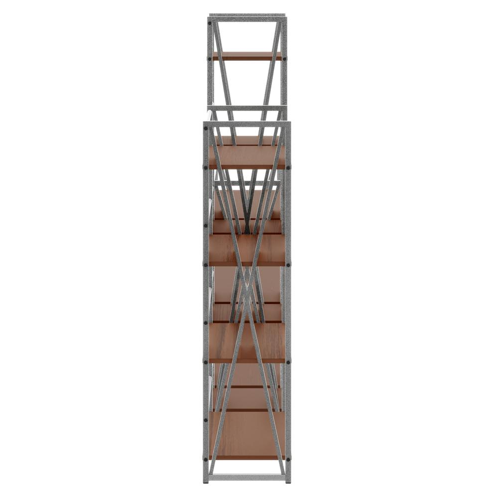 Start2Finish Isa 3-Piece Shelving Set in graphite and walnut with modern, sleek wooden shelves on wall mounts.
