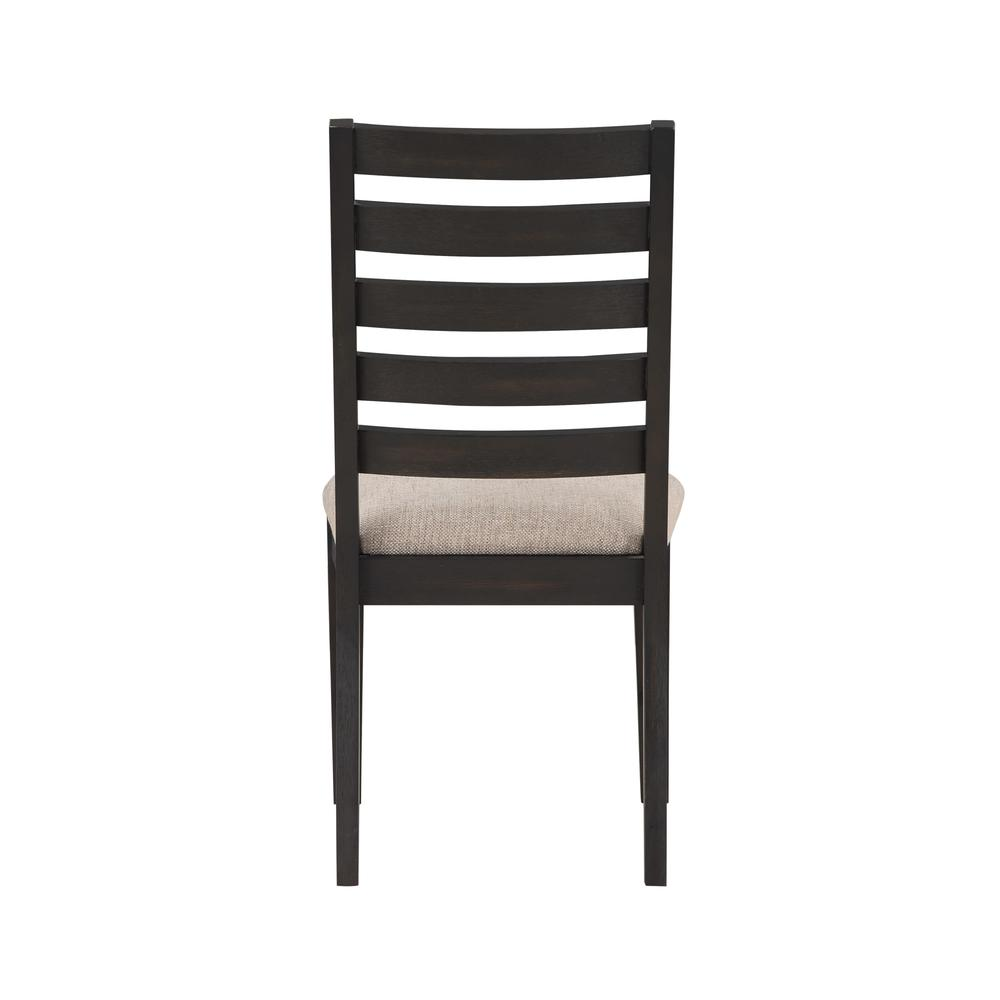 Set of two Harington Side Chairs by Start2Finish with wooden legs and upholstered gray fabric seats.