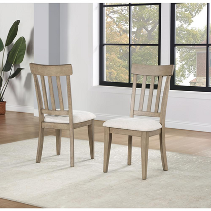 Start2Finish Napa Side Chair in Sand with wooden legs and cushioned seat, modern design suitable for dining or office use.