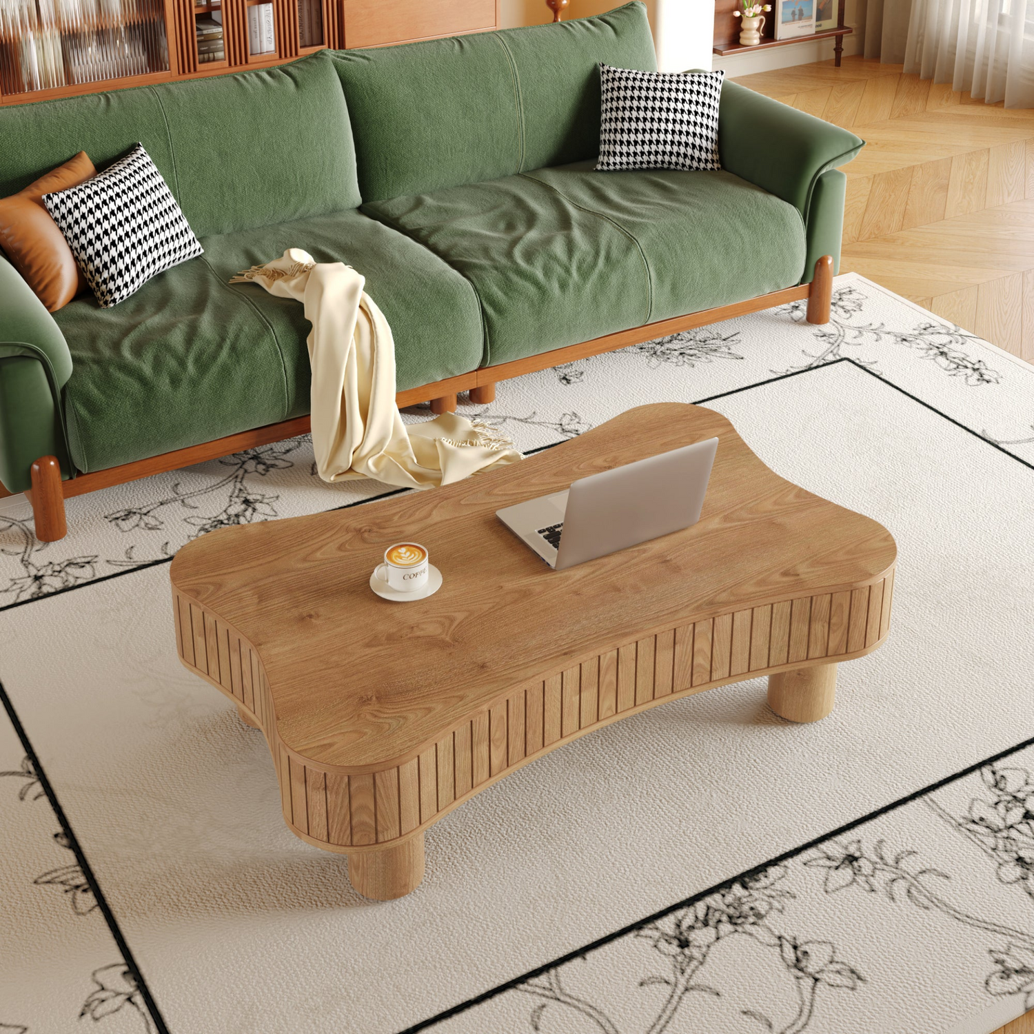 Light brown MDF and black metal coffee table with lift-top storage, ideal for modern living rooms.