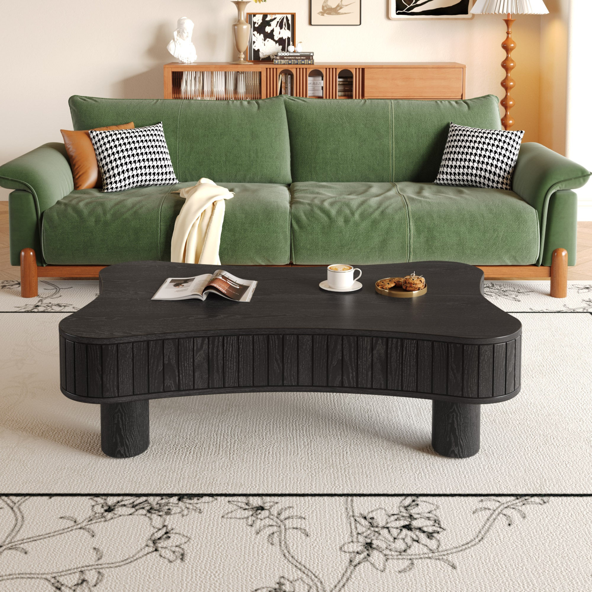 Light brown MDF and black metal coffee table with lift-top storage for living room, by Start2Finish