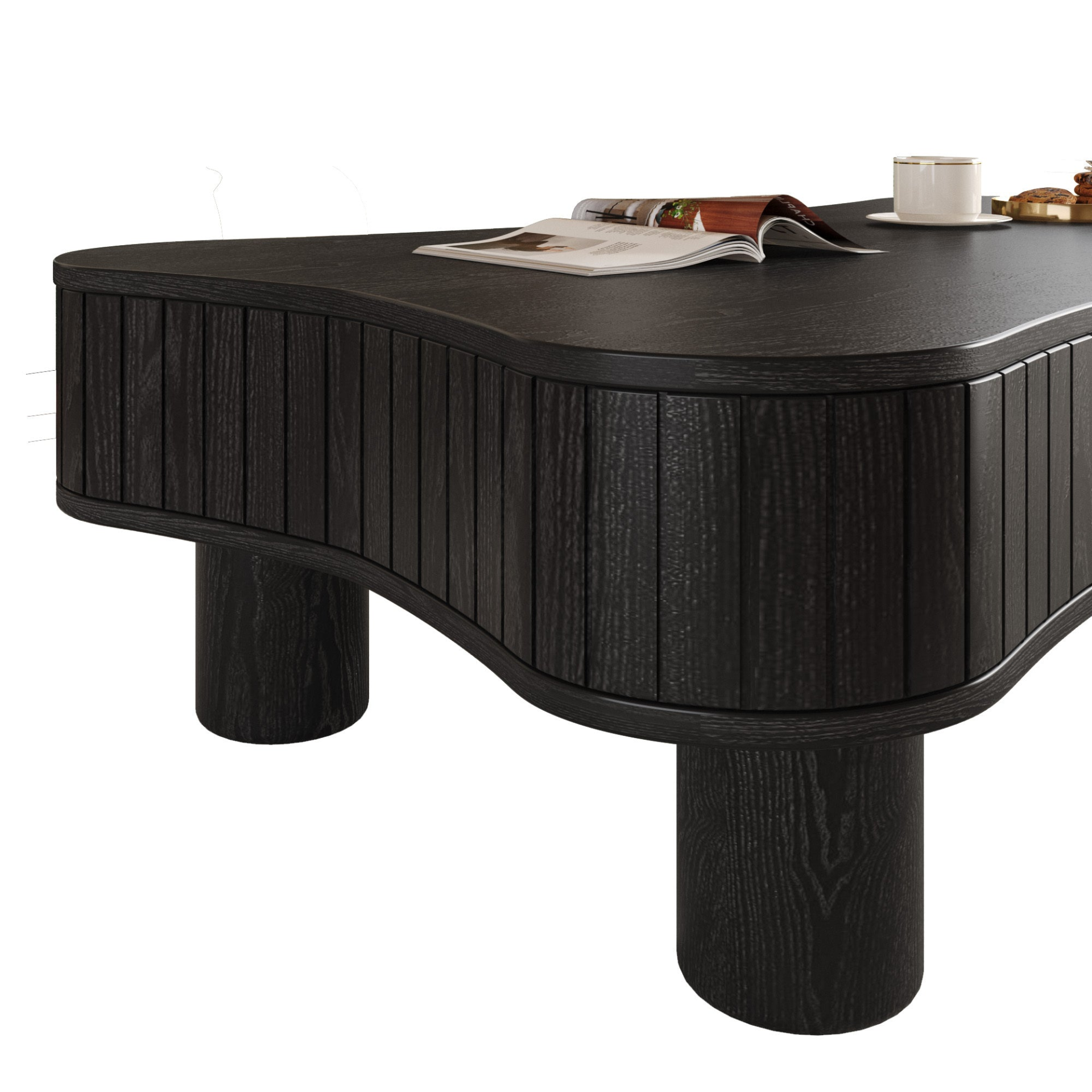 Light brown MDF and black metal coffee table with lift-top storage for living room by Start2Finish.