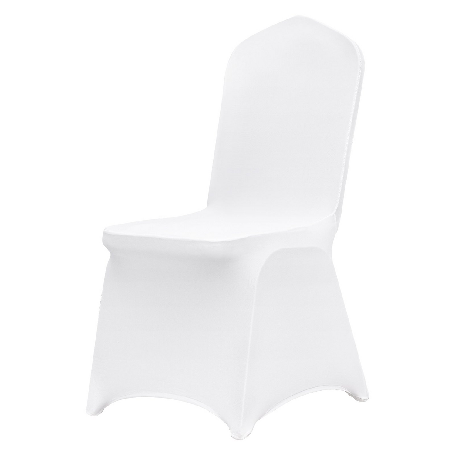 Set of white VEVOR Stretch Spandex folding chair covers fitting various chairs, ideal for weddings, parties, and events.